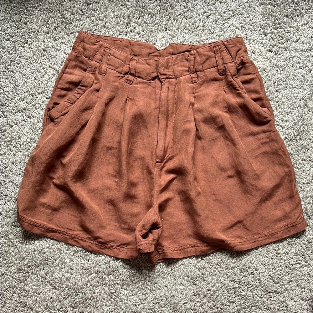 Free People Rust Pleated Shorts